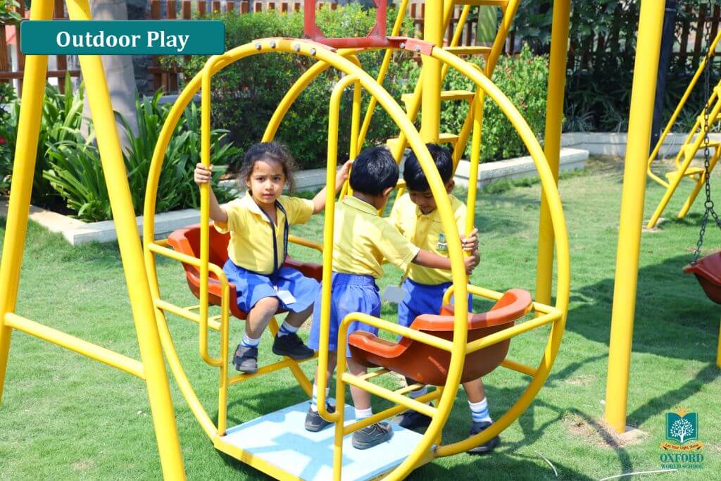 students playing outdoor activities at school